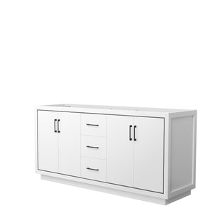Icon 72 Inch Double Bathroom Vanity in White No Countertop No Sink Matte Black Trim