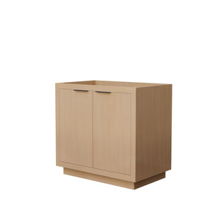 Maroni 36 Inch Single Bathroom Vanity in Light Straw No Countertop No Sink Matte Black Trim