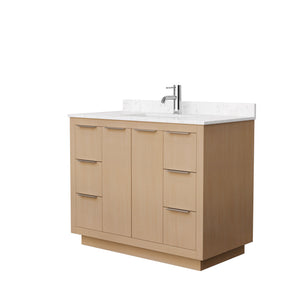 Maroni 42 Inch Single Bathroom Vanity in Light Straw Carrara Cultured Marble Countertop Undermount Square Sink
