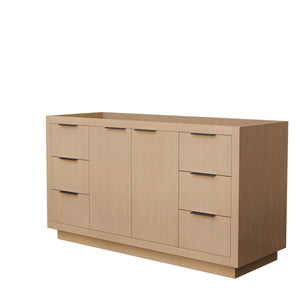 Maroni 60 Inch Single Bathroom Vanity in Light Straw No Countertop No Sink Matte Black Trim