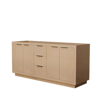 Maroni 72 Inch Double Bathroom Vanity in Light Straw No Countertop No Sink Matte Black Trim