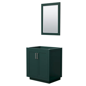 Miranda 30 Inch Single Bathroom Vanity in Green No Countertop No Sink Brushed Nickel Trim 24 Inch Mirror