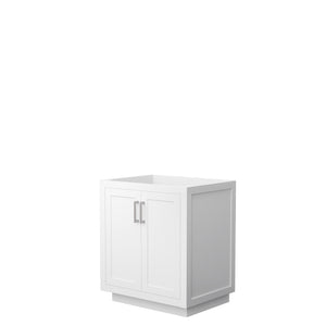 Miranda 30 Inch Single Bathroom Vanity in White No Countertop No Sink Brushed Nickel Trim