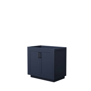 Miranda 36 Inch Single Bathroom Vanity in Dark Blue No Countertop No Sink Matte Black Trim