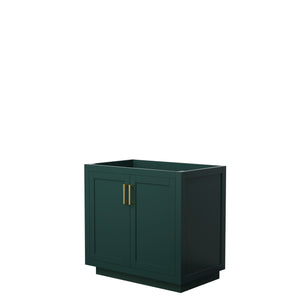 Miranda 36 Inch Single Bathroom Vanity in Green No Countertop No Sink Brushed Gold Trim