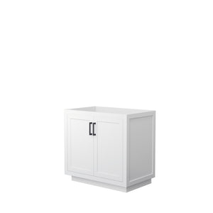 Miranda 36 Inch Single Bathroom Vanity in White No Countertop No Sink Matte Black Trim