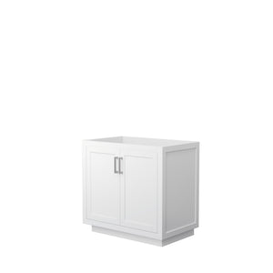 Miranda 36 Inch Single Bathroom Vanity in White No Countertop No Sink Brushed Nickel Trim