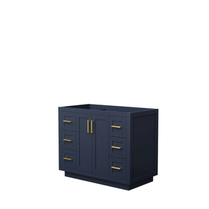 Miranda 42 Inch Single Bathroom Vanity in Dark Blue No Countertop No Sink Brushed Gold Trim