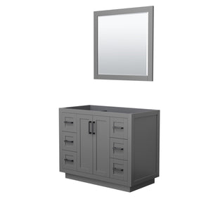 Miranda 42 Inch Single Bathroom Vanity in Dark Gray No Countertop No Sink Matte Black Trim 34 Inch Mirror