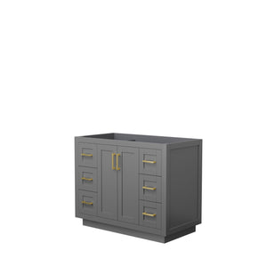 Miranda 42 Inch Single Bathroom Vanity in Dark Gray No Countertop No Sink Brushed Gold Trim
