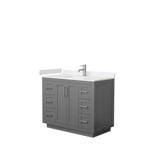 Miranda 42 Inch Single Bathroom Vanity in Dark Gray Carrara Cultured Marble Countertop Undermount Square Sink Brushed Nickel Trim