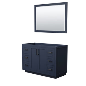 Miranda 48 Inch Single Bathroom Vanity in Dark Blue No Countertop No Sink Matte Black Trim 46 Inch Mirror