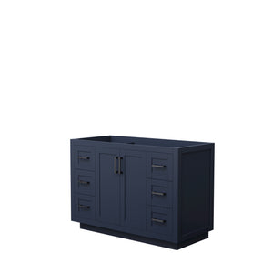 Miranda 48 Inch Single Bathroom Vanity in Dark Blue No Countertop No Sink Matte Black Trim