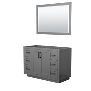 Miranda 48 Inch Single Bathroom Vanity in Dark Gray No Countertop No Sink Matte Black Trim 46 Inch Mirror