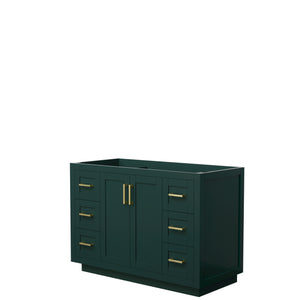 Miranda 48 Inch Single Bathroom Vanity in Green No Countertop No Sink Brushed Gold Trim