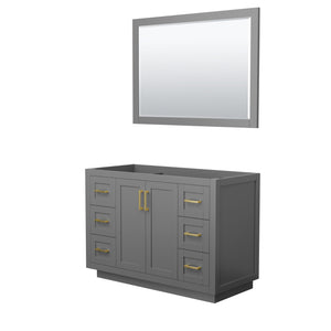 Miranda 48 Inch Single Bathroom Vanity in Dark Gray No Countertop No Sink Brushed Gold Trim 46 Inch Mirror