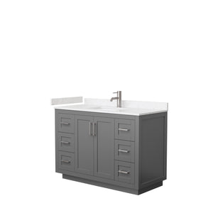 Miranda 48 Inch Single Bathroom Vanity in Dark Gray Carrara Cultured Marble Countertop Undermount Square Sink Brushed Nickel Trim