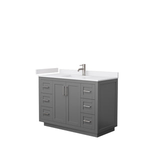 Miranda 48 Inch Single Bathroom Vanity in Dark Gray White Cultured Marble Countertop Undermount Square Sink Brushed Nickel Trim