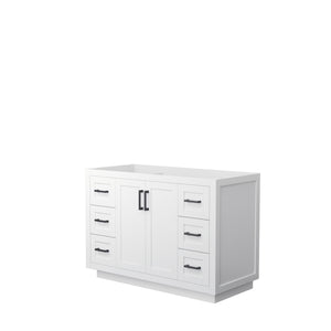 Miranda 48 Inch Single Bathroom Vanity in White No Countertop No Sink Matte Black Trim