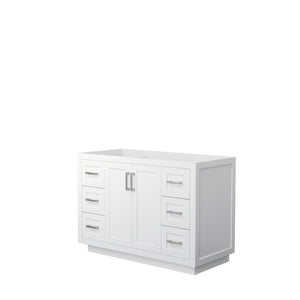 Miranda 48 Inch Single Bathroom Vanity in White No Countertop No Sink Brushed Nickel Trim