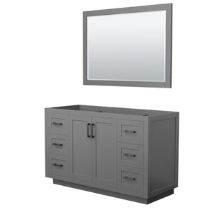 Miranda 54 Inch Single Bathroom Vanity in Dark Gray No Countertop No Sink Matte Black Trim 46 Inch Mirror