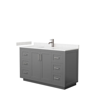 Miranda 54 Inch Single Bathroom Vanity in Dark Gray Carrara Cultured Marble Countertop Undermount Square Sink Brushed Nickel Trim