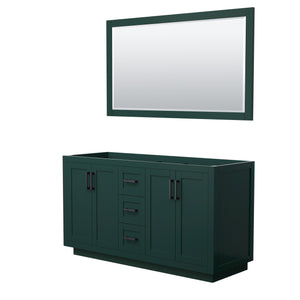 Miranda 60 Inch Double Bathroom Vanity in Green No Countertop No Sink Matte Black Trim 58 Inch Mirror