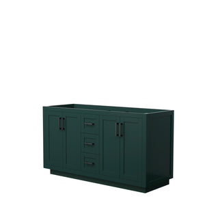 Miranda 60 Inch Double Bathroom Vanity in Green No Countertop No Sink Matte Black Trim