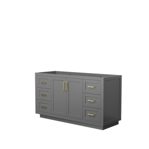 Miranda 60 Inch Single Bathroom Vanity in Dark Gray No Countertop No Sink Brushed Gold Trim