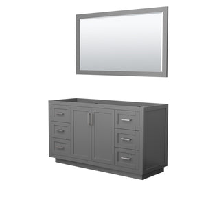 Miranda 60 Inch Single Bathroom Vanity in Dark Gray No Countertop No Sink Brushed Nickel Trim 58 Inch Mirror