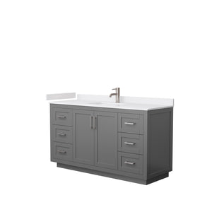 Miranda 60 Inch Single Bathroom Vanity in Dark Gray White Cultured Marble Countertop Undermount Square Sink Brushed Nickel Trim