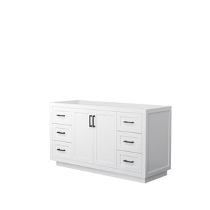 Miranda 60 Inch Single Bathroom Vanity in White No Countertop No Sink Matte Black Trim
