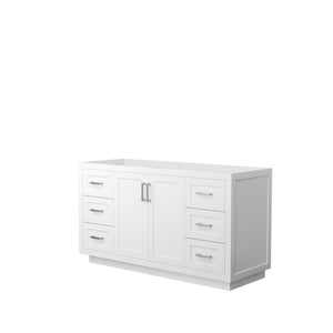 Miranda 60 Inch Single Bathroom Vanity in White No Countertop No Sink Brushed Nickel Trim