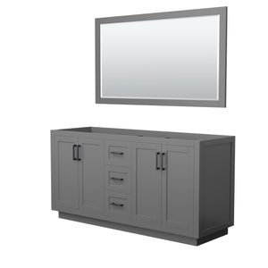 Miranda 66 Inch Double Bathroom Vanity in Dark Gray No Countertop No Sink Matte Black Trim 58 Inch Mirror
