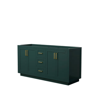 Miranda 66 Inch Double Bathroom Vanity in Green No Countertop No Sink Brushed Gold Trim