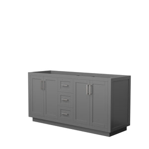 Miranda 66 Inch Double Bathroom Vanity in Dark Gray No Countertop No Sink Brushed Nickel Trim