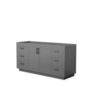 Miranda 66 Inch Single Bathroom Vanity in Dark Gray No Countertop No Sink Matte Black Trim