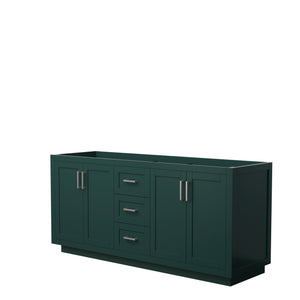 Miranda 72 Inch Double Bathroom Vanity in Green No Countertop No Sink Brushed Nickel Trim