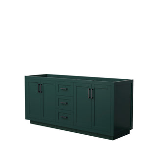 Miranda 72 Inch Double Bathroom Vanity in Green No Countertop No Sink Matte Black Trim