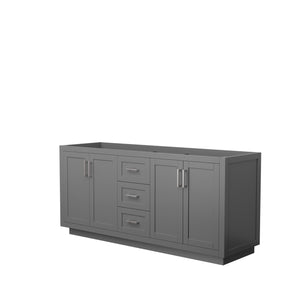 Miranda 72 Inch Double Bathroom Vanity in Dark Gray No Countertop No Sink Brushed Nickel Trim