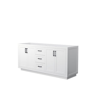 Miranda 72 Inch Double Bathroom Vanity in White No Countertop No Sink Matte Black Trim