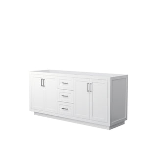 Miranda 72 Inch Double Bathroom Vanity in White No Countertop No Sink Brushed Nickel Trim
