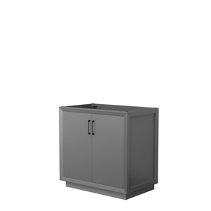 Strada 36 Inch Single Bathroom Vanity in Dark Gray No Countertop No Sink Matte Black Trim
