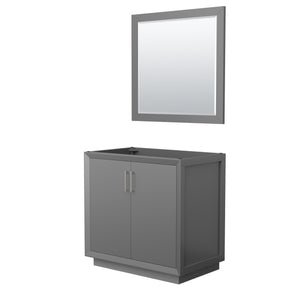 Strada 36 Inch Single Bathroom Vanity in Dark Gray No Countertop No Sink Brushed Nickel Trim 34 Inch Mirror