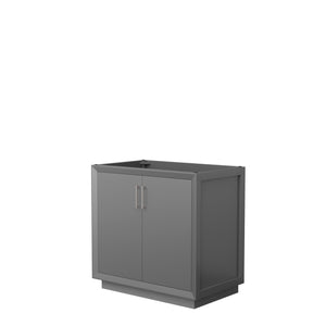 Strada 36 Inch Single Bathroom Vanity in Dark Gray No Countertop No Sink Brushed Nickel Trim