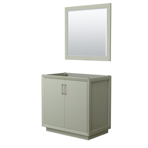 Strada 36 Inch Single Bathroom Vanity in Light Green No Countertop No Sink Brushed Nickel Trim 34 Inch Mirror