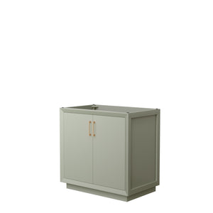 Strada 36 Inch Single Bathroom Vanity in Light Green No Countertop No Sink Satin Bronze Trim