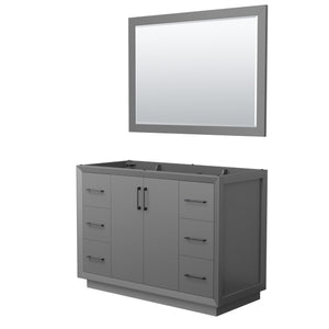 Strada 48 Inch Single Bathroom Vanity in Dark Gray No Countertop No Sink Matte Black Trim 46 Inch Mirror