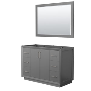 Strada 48 Inch Single Bathroom Vanity in Dark Gray No Countertop No Sink Brushed Nickel Trim 46 Inch Mirror