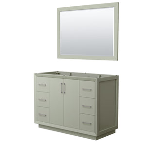 Strada 48 Inch Single Bathroom Vanity in Light Green No Countertop No Sink Brushed Nickel Trim 46 Inch Mirror
